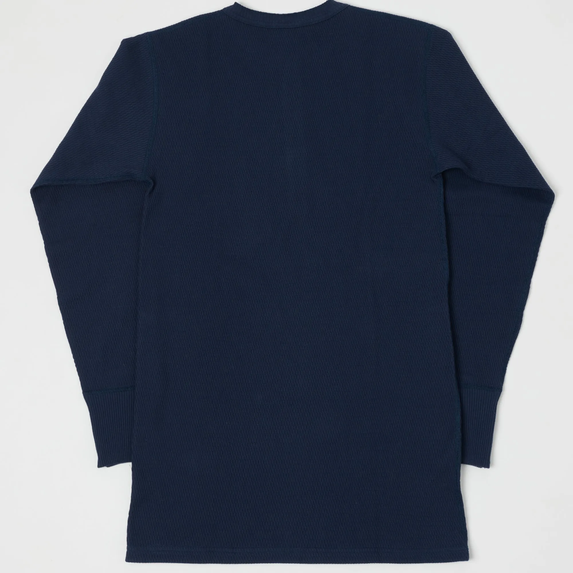 Warehouse & Co 5904 LS Waffle Knit Henley - Navy