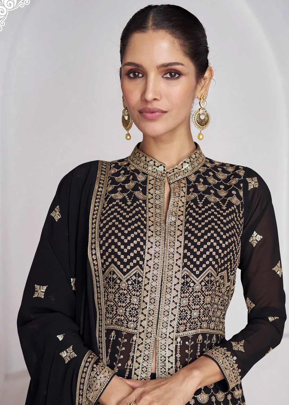 Wedding Wear Black Lehenga Skirt Anarkali Suit