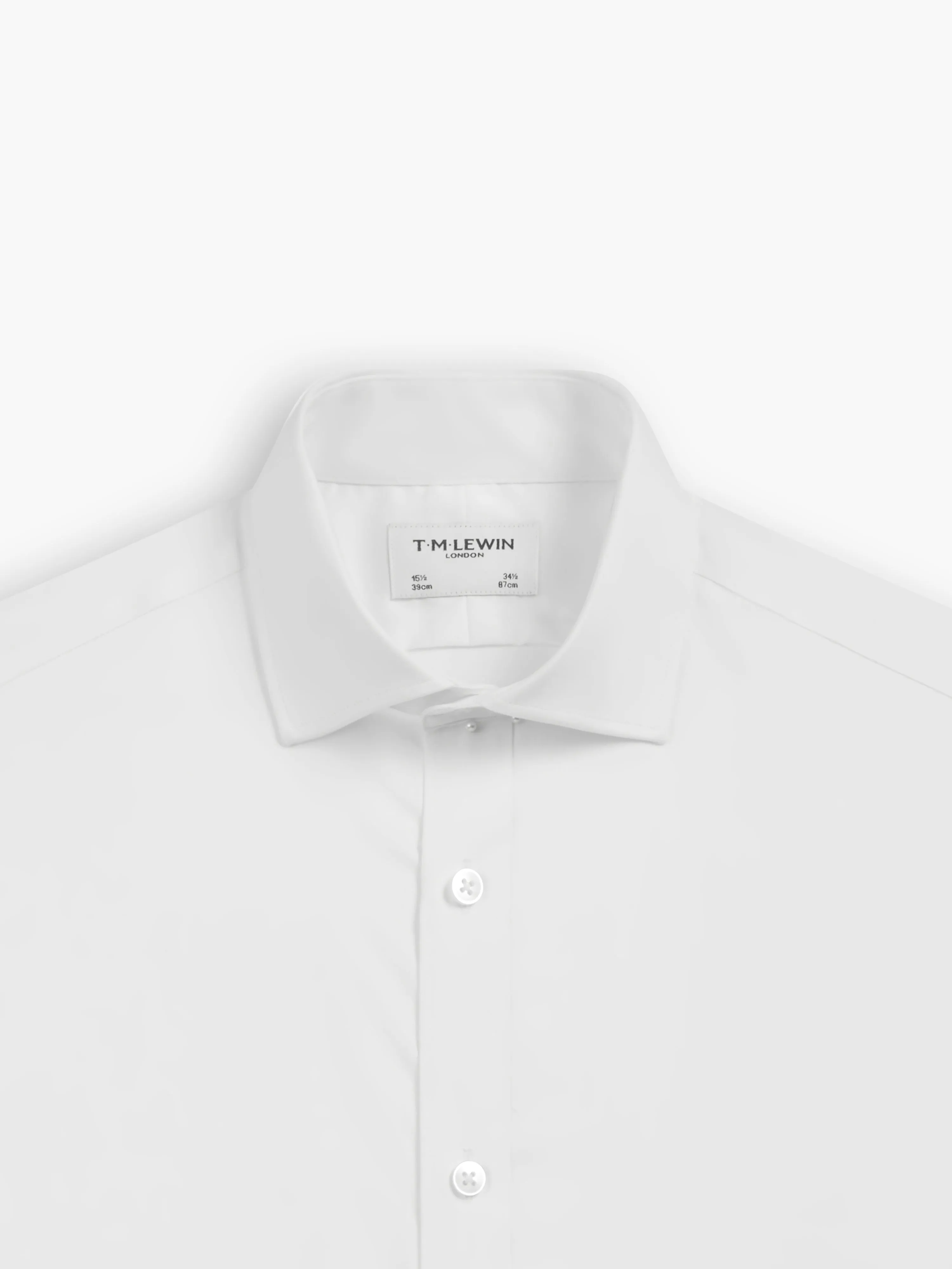 White Fine Twill Fitted Double Cuff Classic Collar Shirt