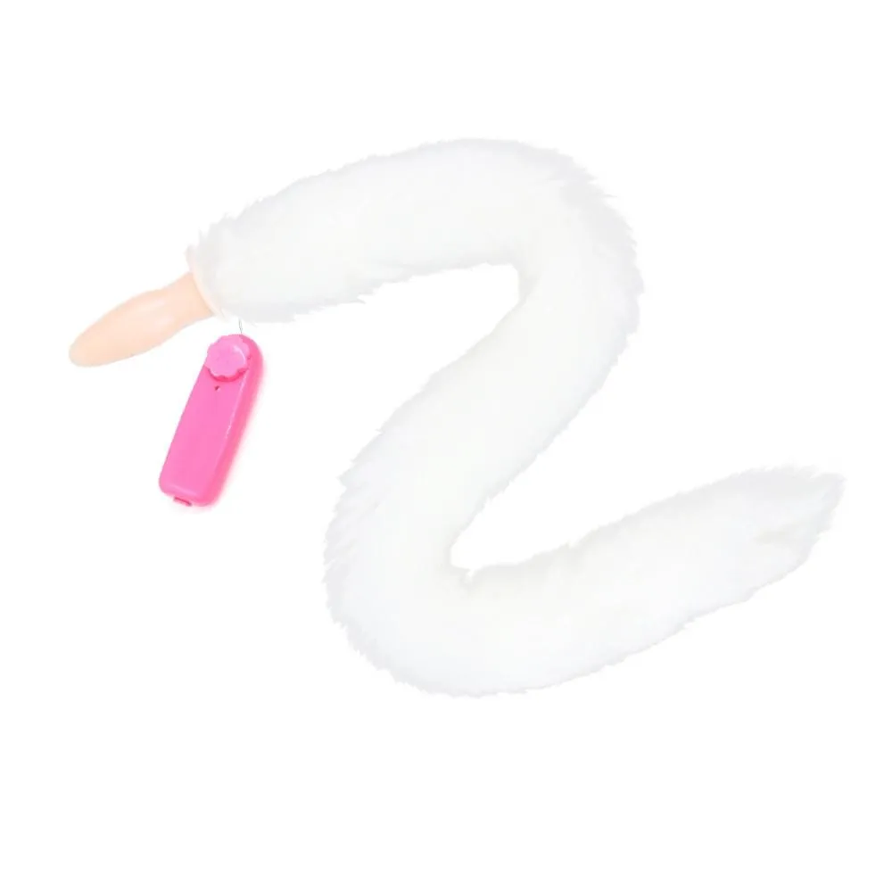 White Fox Tail Vibrator, 13"