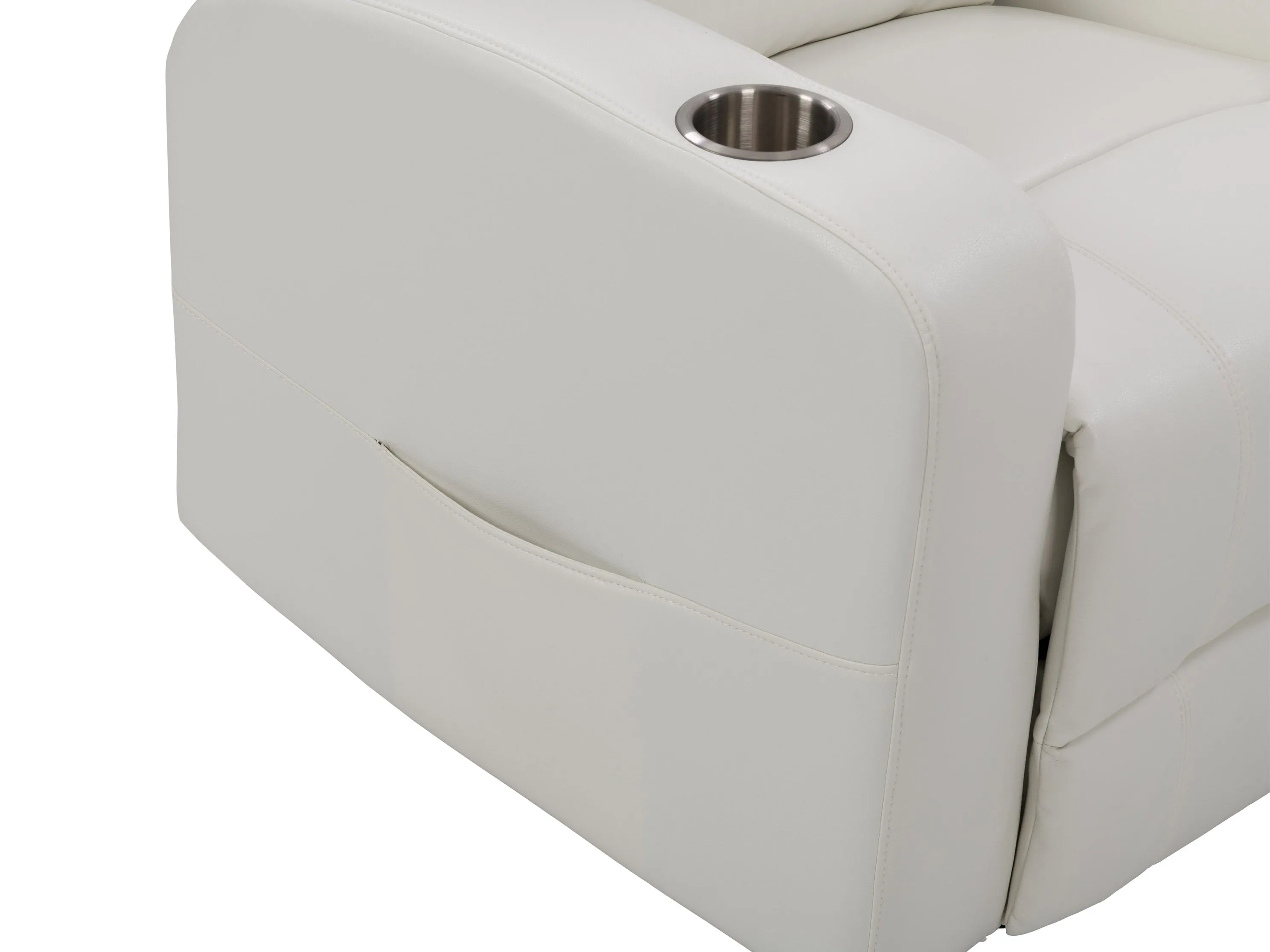 White Power Recliner with Cup Holder