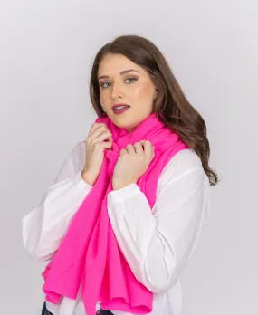 White Warren Cashmere Scarf in Electric Fuchsia