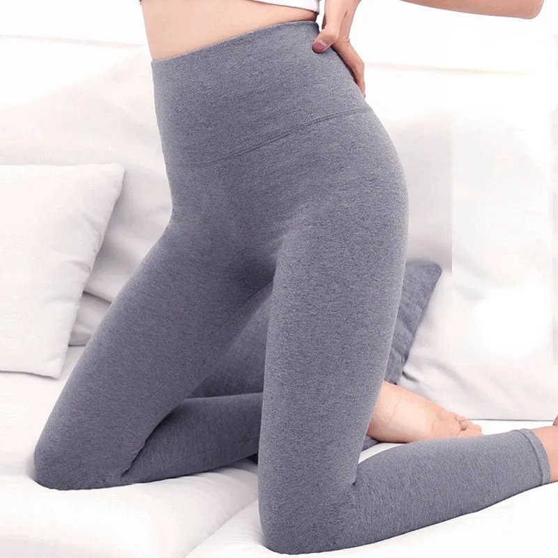 Wjczt Cotton Thermal Leggings Female High Waist Thin Flexiable Fashion Solid Tight Body Pants Plus Size Clothing Women