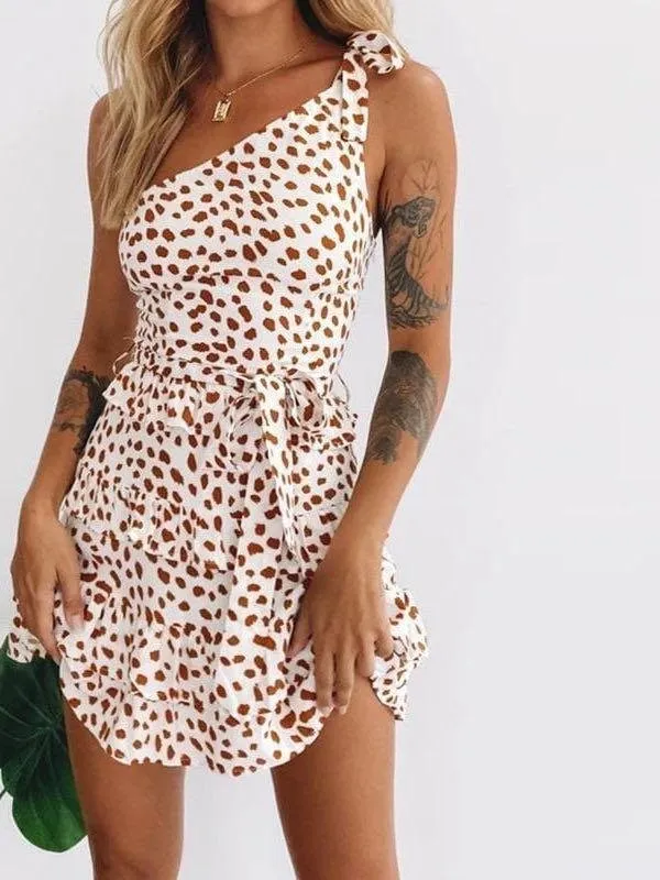 Women Leopard Print floral Mini Dress