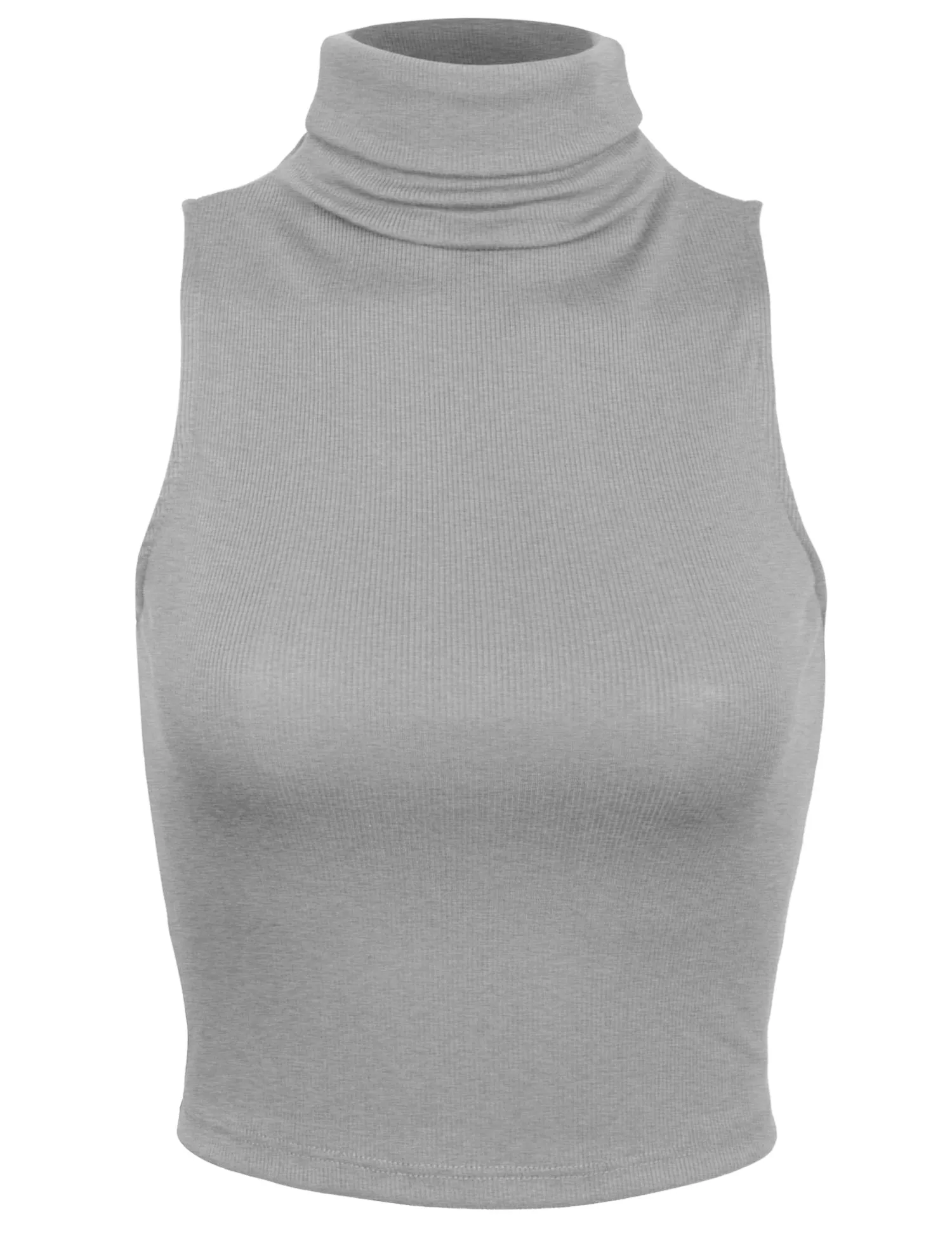 Women's Sleeveless Ribbed Turtleneck Crop Top Knit Made In USA