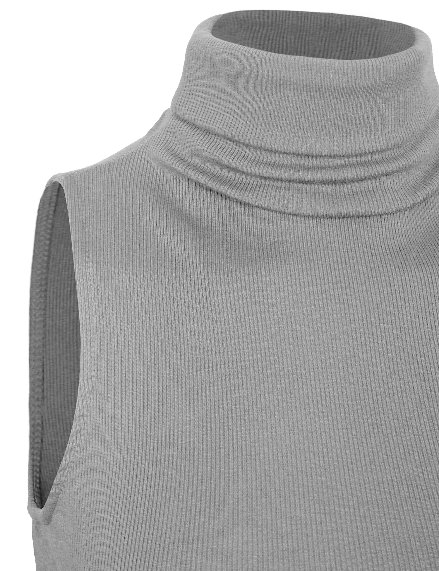 Women's Sleeveless Ribbed Turtleneck Crop Top Knit Made In USA