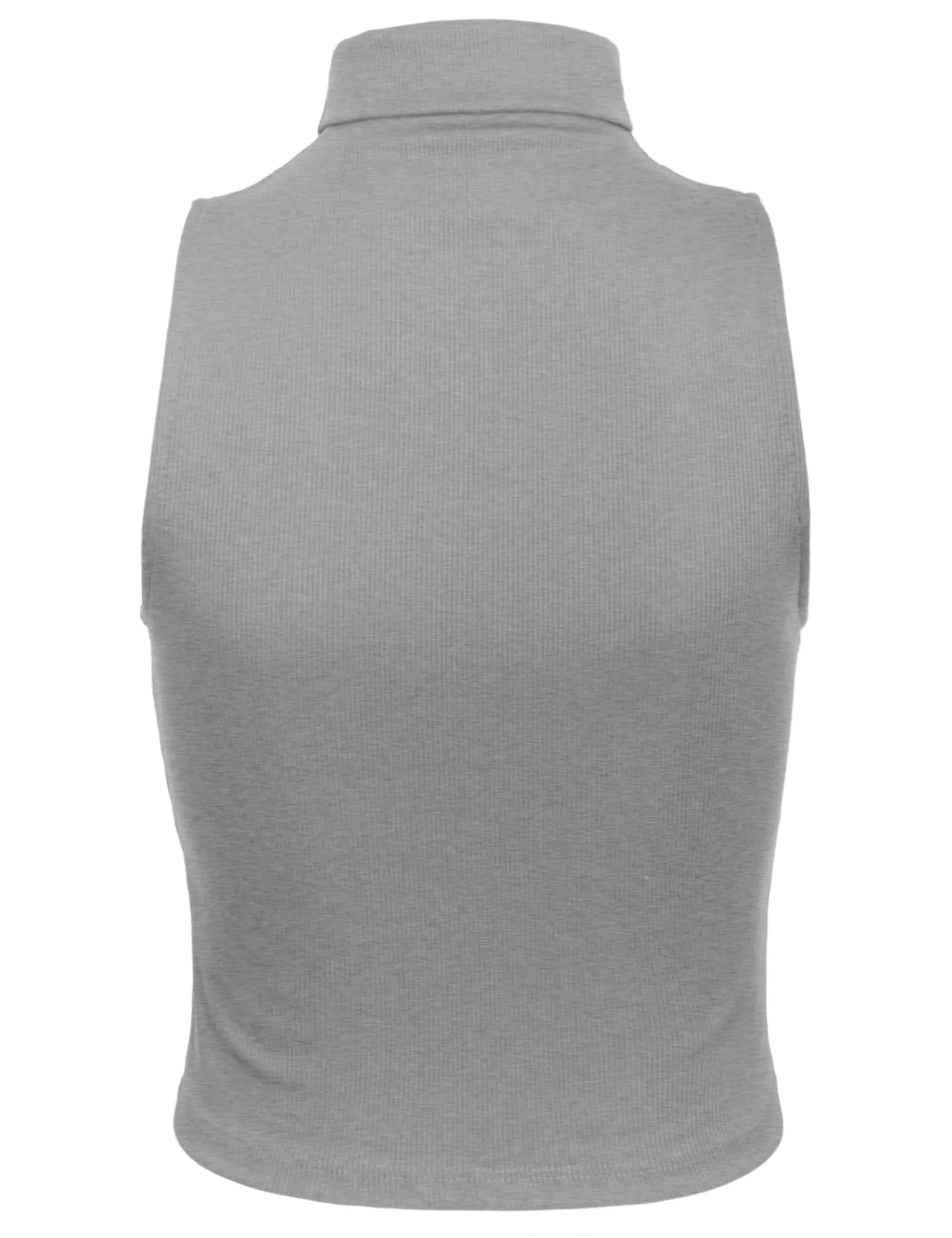 Women's Sleeveless Ribbed Turtleneck Crop Top Knit Made In USA