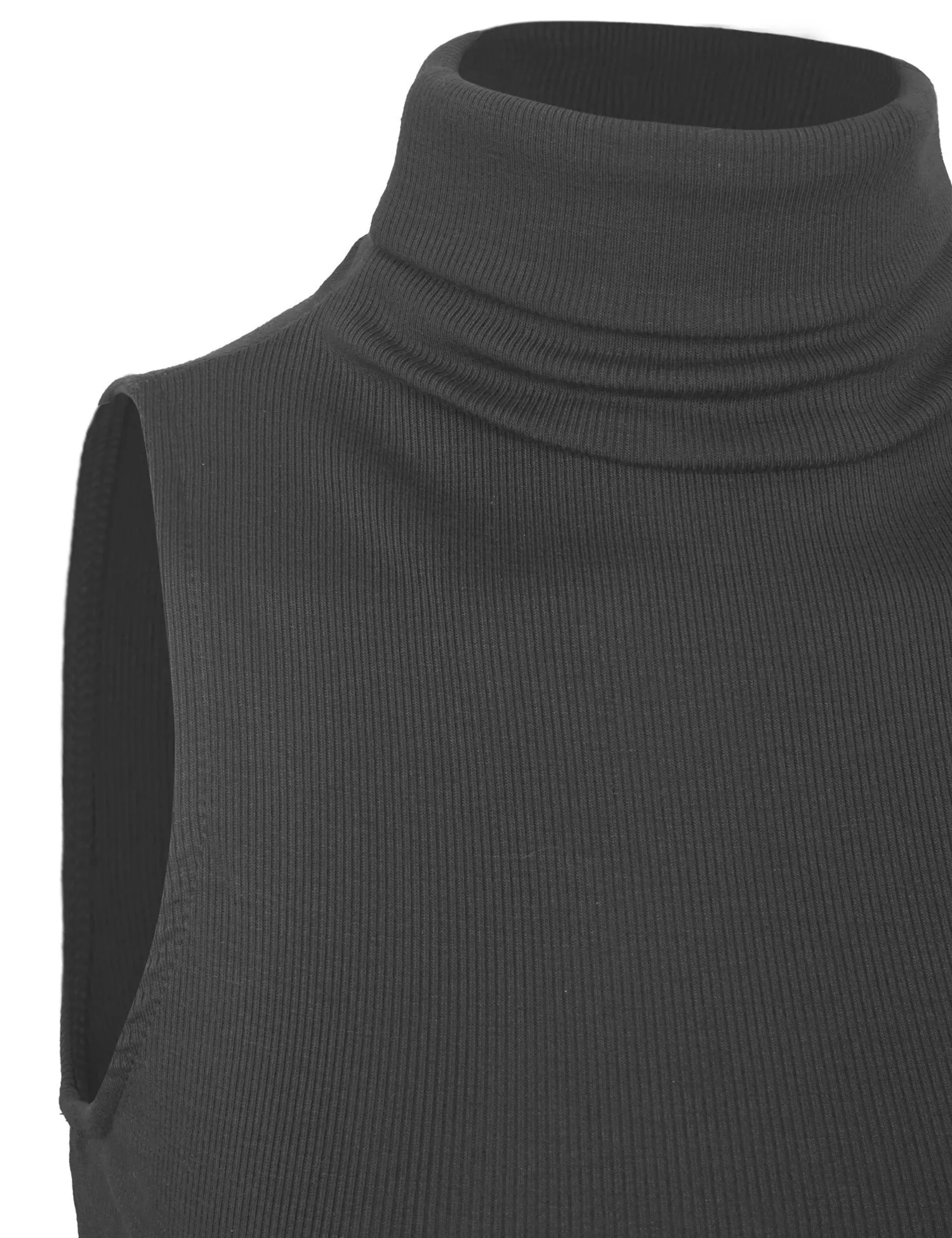 Women's Sleeveless Ribbed Turtleneck Crop Top Knit Made In USA