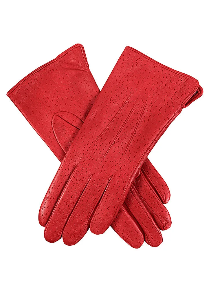 Women's Three-Point Lined Imitation Peccary Leather Gloves