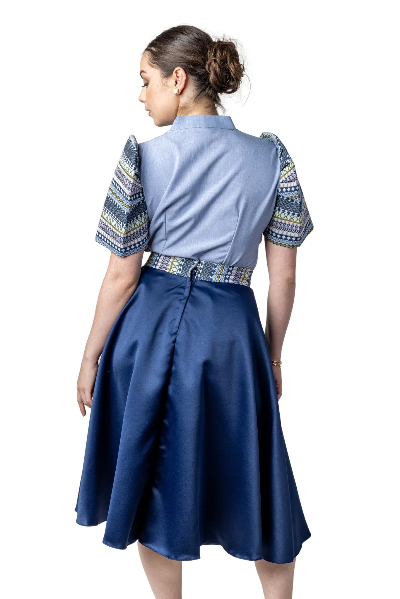 WS21 - Baro't Saya Ethnic Filipiniana Blue - Blouse and Skirt Set