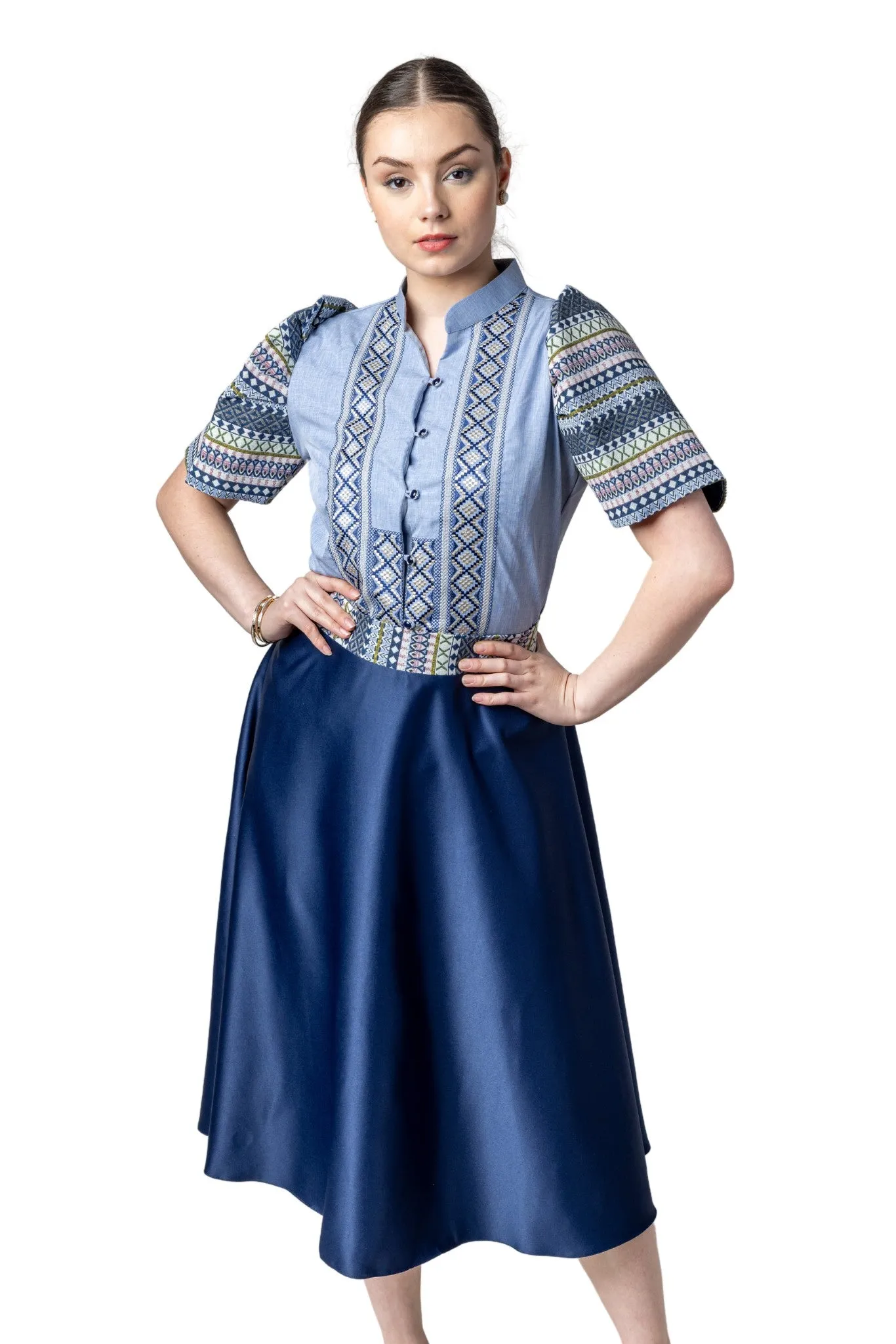 WS21 - Baro't Saya Ethnic Filipiniana Blue - Blouse and Skirt Set