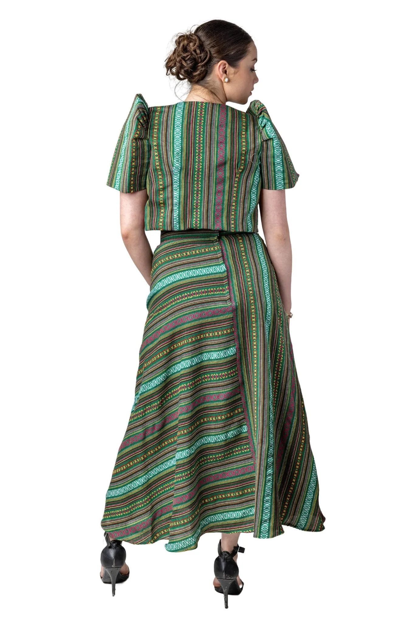 WS24 - Baro't Saya Ethnic Filipiniana Green - Bolero and Skirt Set