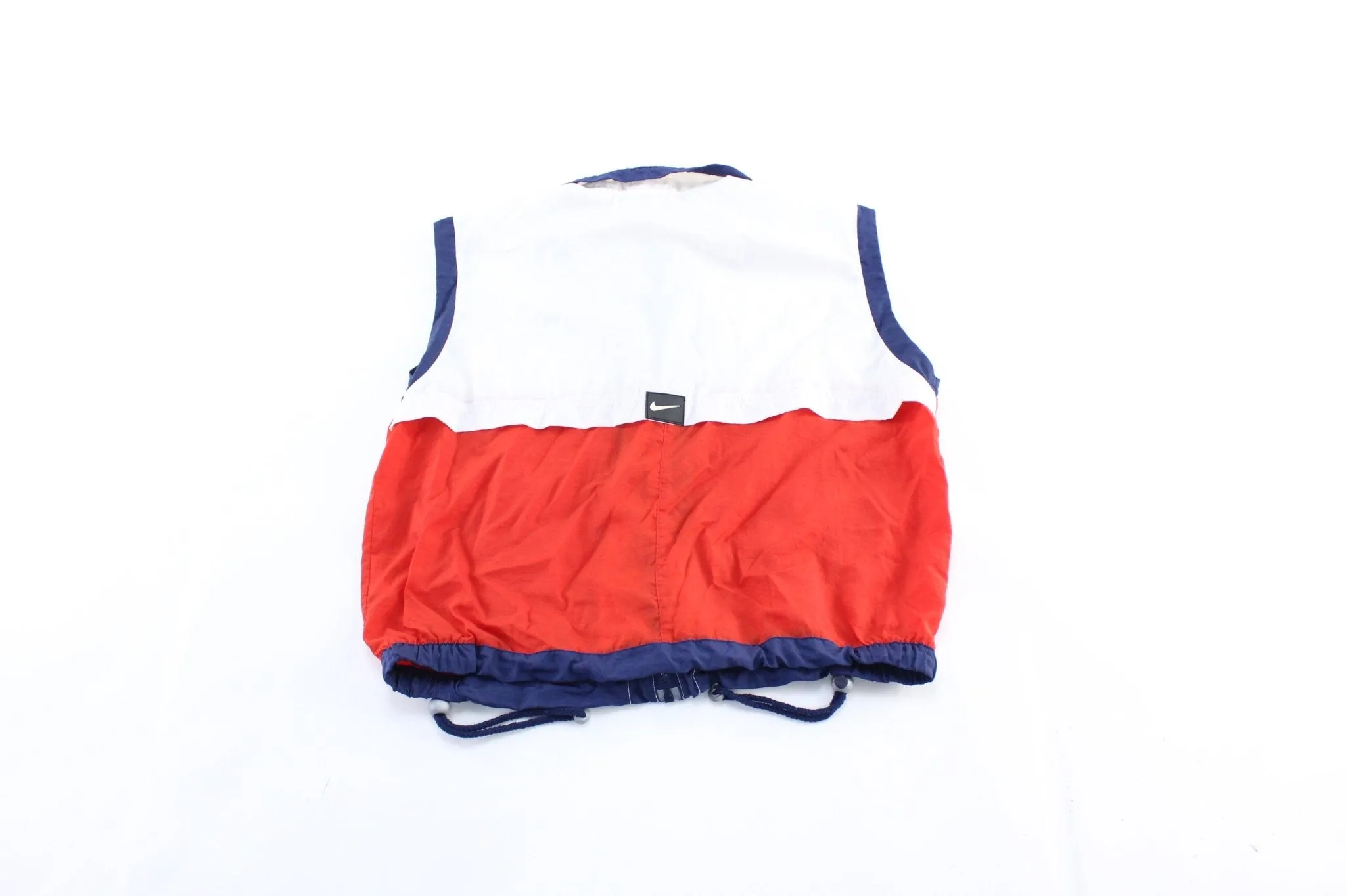 Youth 90's Nike Embroidered Logo Red, Blue, & White Zip Up Vest