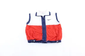 Youth 90's Nike Embroidered Logo Red, Blue, & White Zip Up Vest