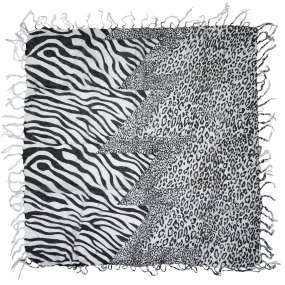 Zebra & Leopard Print Square Scarf