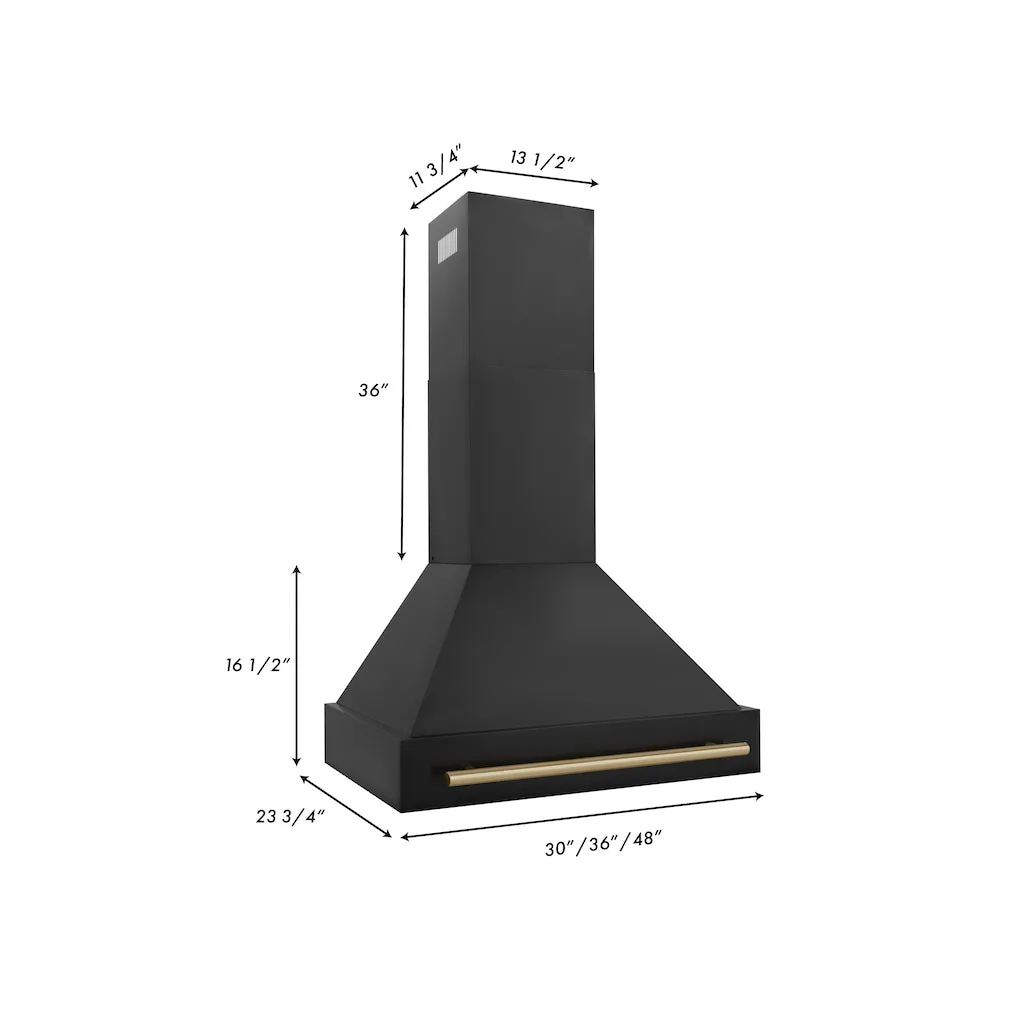 ZLINE Autograph Edition 30 in. Black Stainless Steel Range Hood with Handle (BS655Z-30)