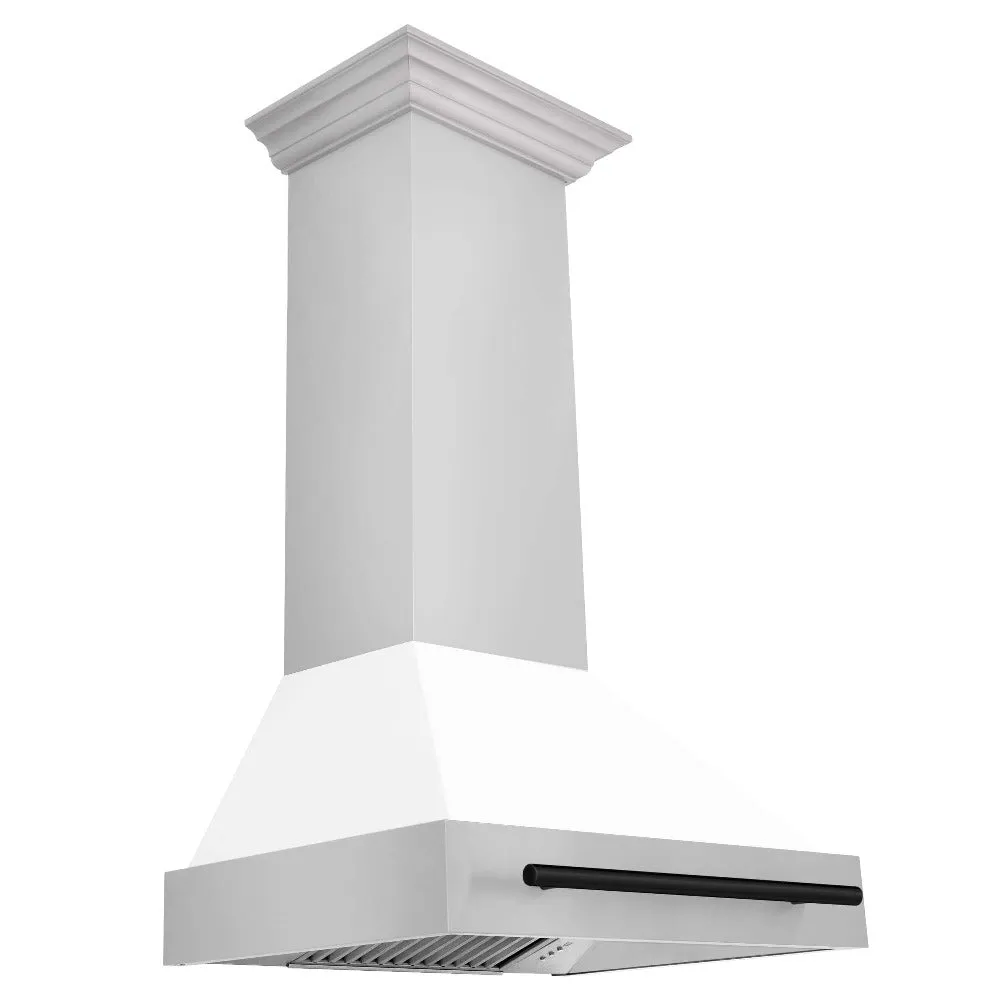 ZLINE Autograph Edition 30 in. Stainless Steel Range Hood with White Matte Shell and Handle (8654STZ-WM30)