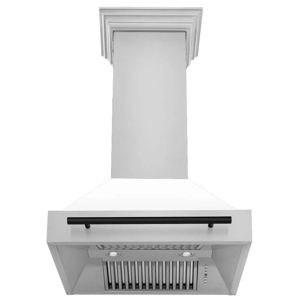 ZLINE Autograph Edition 30 in. Stainless Steel Range Hood with White Matte Shell and Handle (8654STZ-WM30)