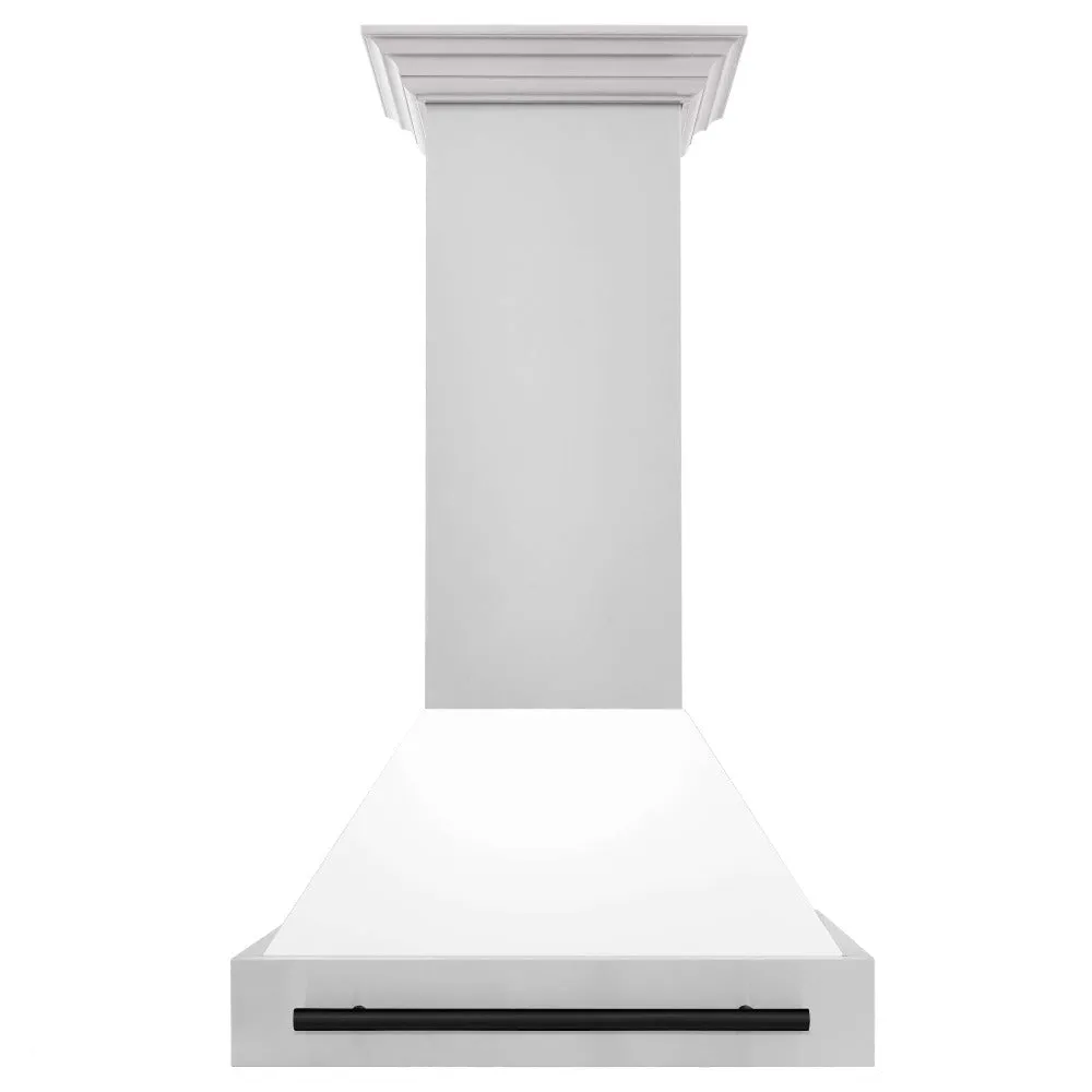 ZLINE Autograph Edition 30 in. Stainless Steel Range Hood with White Matte Shell and Handle (8654STZ-WM30)