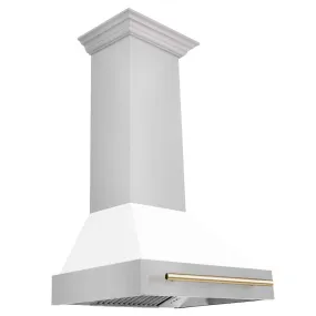 ZLINE Autograph Edition 30 in. Stainless Steel Range Hood with White Matte Shell and Handle (8654STZ-WM30)