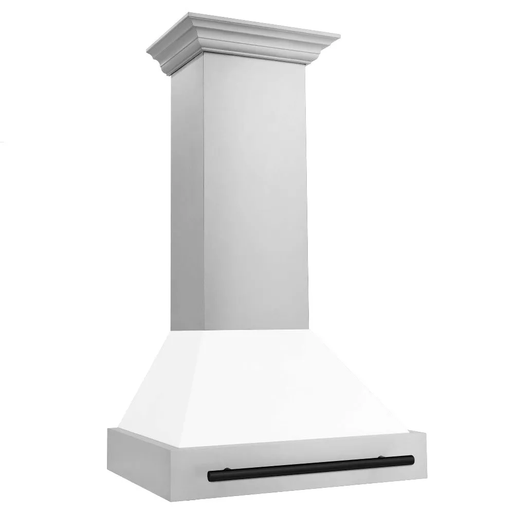 ZLINE Autograph Edition 30 in. Stainless Steel Range Hood with White Matte Shell and Handle (8654STZ-WM30)