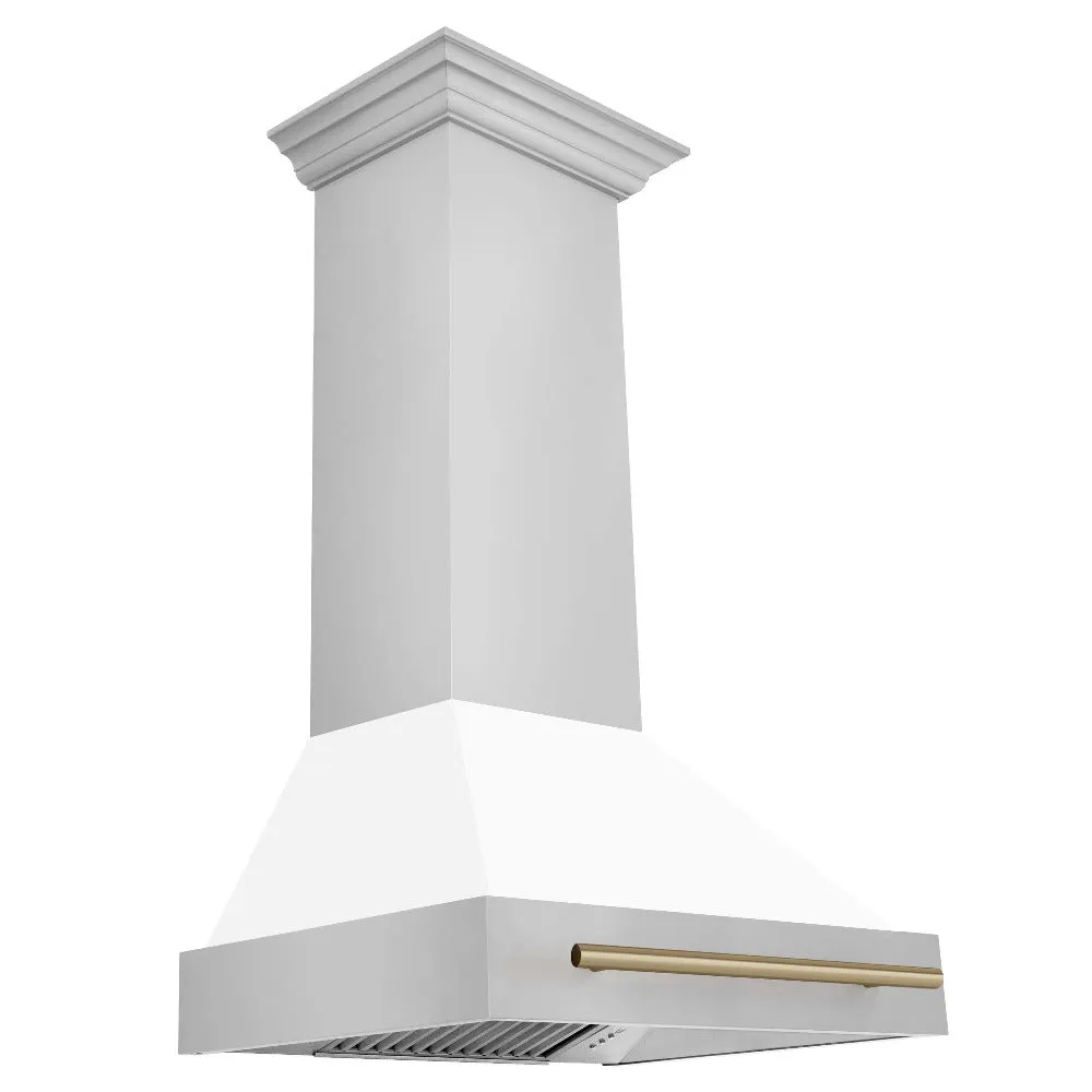 ZLINE Autograph Edition 30 in. Stainless Steel Range Hood with White Matte Shell and Handle (8654STZ-WM30)