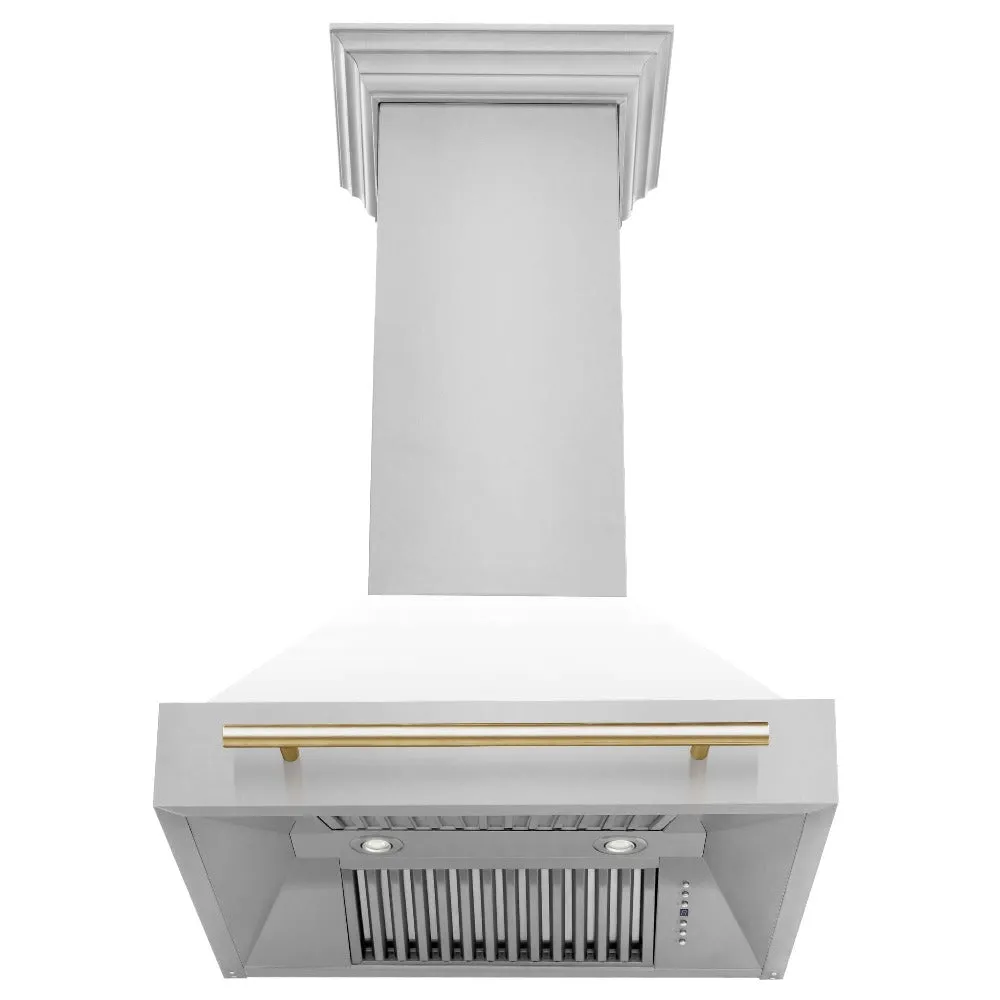 ZLINE Autograph Edition 30 in. Stainless Steel Range Hood with White Matte Shell and Handle (8654STZ-WM30)