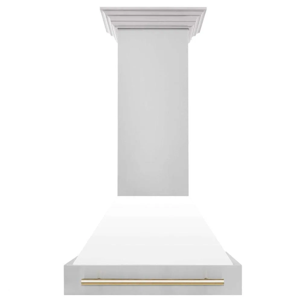 ZLINE Autograph Edition 30 in. Stainless Steel Range Hood with White Matte Shell and Handle (8654STZ-WM30)